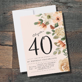 Tarjeta De Agradecimiento Floral 40 cumpleaños