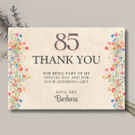 Tarjeta De Agradecimiento Floral 85th Birthday – Elegant Wildflower 85 years