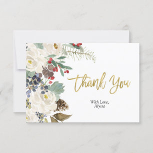 Tarjeta de agradecimiento floral a los Navidades d