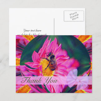 Tarjeta de agradecimiento floral abstracta de abej