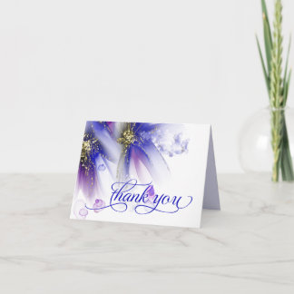 Tarjeta De Agradecimiento Floral abstrata púrpura de marina en huelga