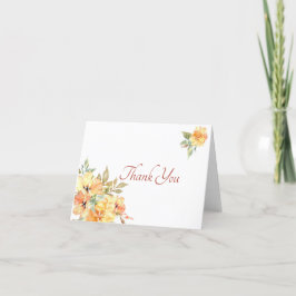 Tarjeta de agradecimiento floral acuarela amarilla