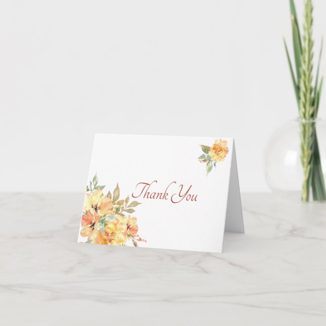 Tarjeta de agradecimiento floral acuarela amarilla (Anverso)