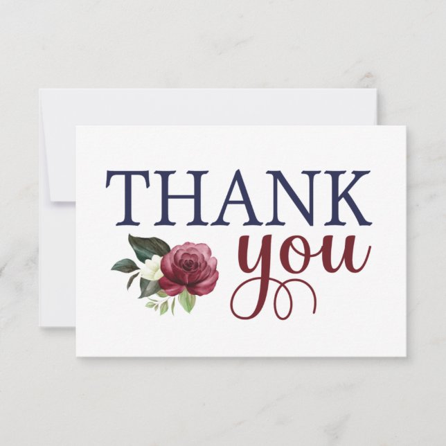 Tarjeta de agradecimiento floral acuarela azul mar (Anverso)