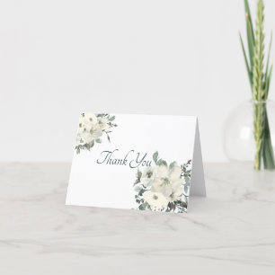 Tarjeta de agradecimiento floral acuarela marfil