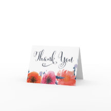 Tarjeta de agradecimiento floral acuarela marina