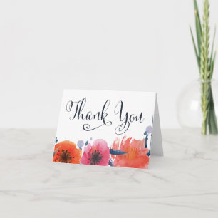 Tarjeta de agradecimiento floral acuarela marina