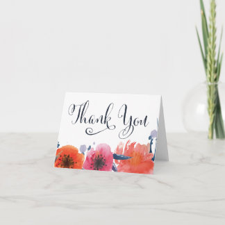 Tarjeta de agradecimiento floral acuarela marina