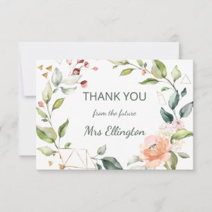 Tarjeta De Agradecimiento Floral acuarela moderna Gracias