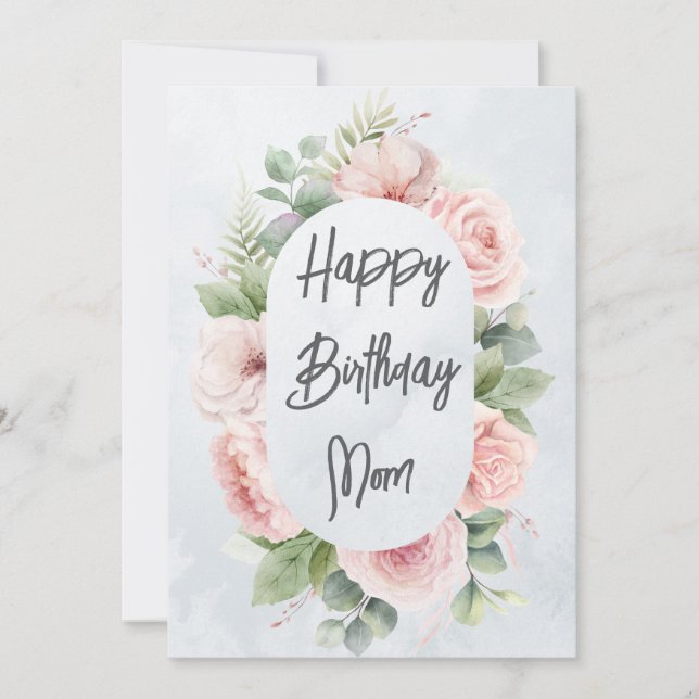 Tarjeta De Agradecimiento Floral acuarela personalizada Cumpleaños mamá Cute (Anverso)