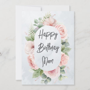 Tarjeta De Agradecimiento Floral acuarela personalizada Cumpleaños mamá Cute