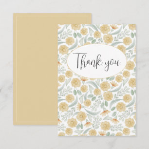 Tarjeta de agradecimiento floral acuarela plana
