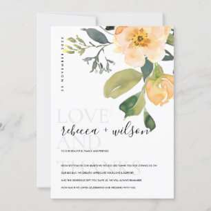 TARJETA DE AGRADECIMIENTO FLORAL ACUARELA SUAVE PASTEL ROSA DURAZNO