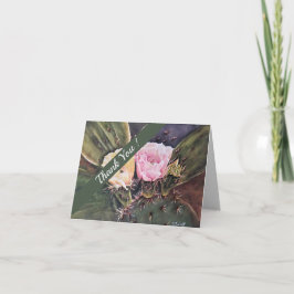 Tarjeta De Agradecimiento Floral acuática de Cactus rosa y amarilla