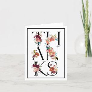 Tarjeta De Agradecimiento Floral acuática simple y elegante