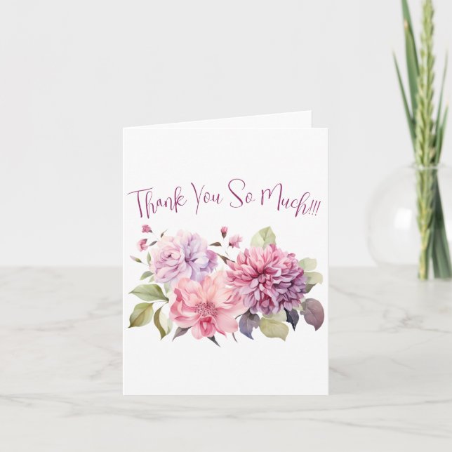 Tarjeta De Agradecimiento Floral acuática simple y elegante (Anverso)