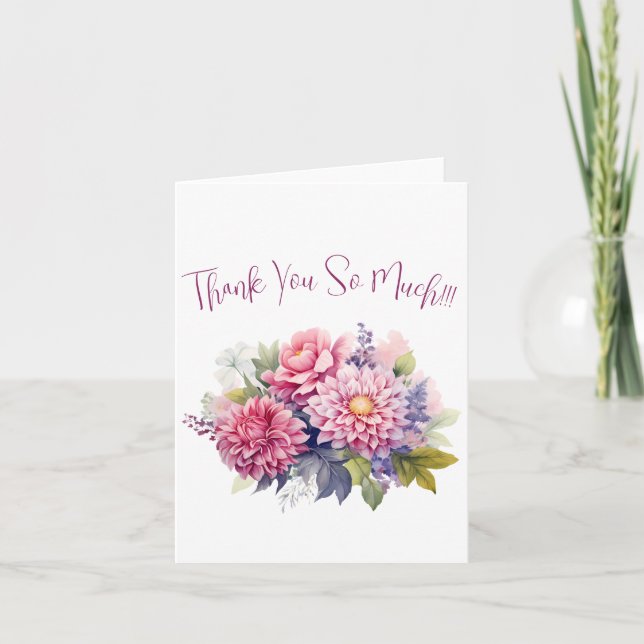 Tarjeta De Agradecimiento Floral acuática simple y elegante (Anverso)