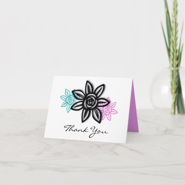 Tarjeta de agradecimiento floral alegre y colorida (Anverso)