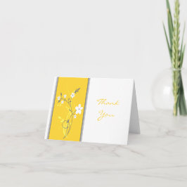 Tarjeta de agradecimiento floral amarilla, gris y 