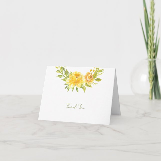Tarjeta de agradecimiento floral amarilla preciosa (Anverso)