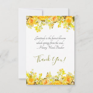 Tarjeta De Agradecimiento Floral amarilla y Naranja