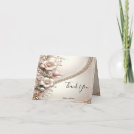 Tarjeta De Agradecimiento Floral and Pearl Embellishments Thank You Card