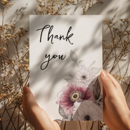 Tarjeta De Agradecimiento Floral Anemones Beber Shower
