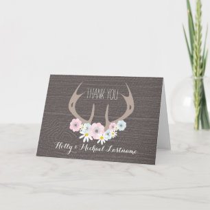 Tarjeta de agradecimiento Floral Antlers + Barnwoo