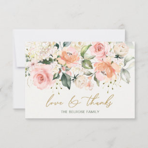 Tarjeta De Agradecimiento Floral Apricot Rosa Rosa Baby Shower Gracias