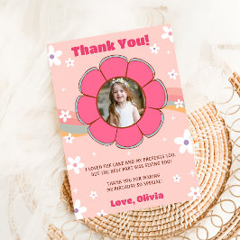 Tarjeta de agradecimiento floral arcoíris retro ge