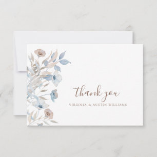 Tarjeta De Agradecimiento Floral Azul