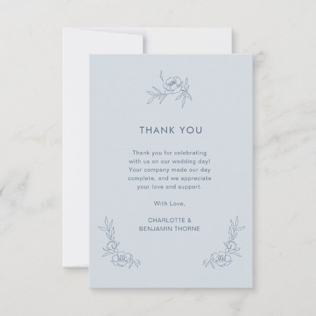 Tarjeta de agradecimiento floral azul (Anverso)