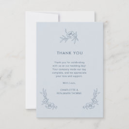 Tarjeta de agradecimiento floral azul