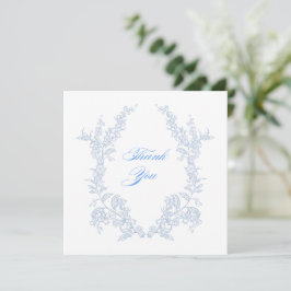 Tarjeta De Agradecimiento Floral Azul