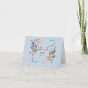 Tarjeta De Agradecimiento Floral azul acuático