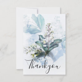 Tarjeta De Agradecimiento Floral azul anticuado