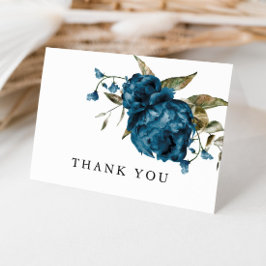 Tarjeta De Agradecimiento Floral azul de la Marina Rusa