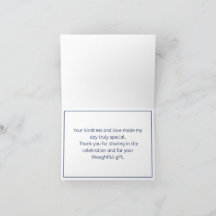 Tarjeta de agradecimiento floral azul elegante