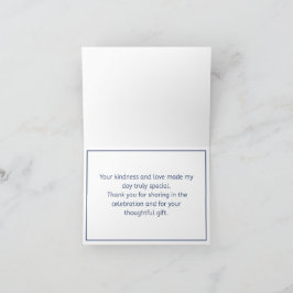 Tarjeta de agradecimiento floral azul elegante