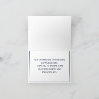 Tarjeta de agradecimiento floral azul elegante