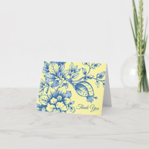 Tarjeta de agradecimiento floral azul marino y ama