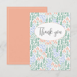 Tarjeta de agradecimiento floral azul melocotón pl