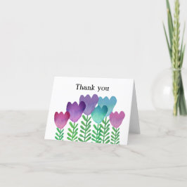 Tarjeta De Agradecimiento Floral azul morado rosado suave moderno