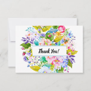 Tarjeta De Agradecimiento Floral azul suave Boda romántico gracias