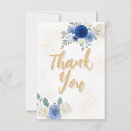 Tarjeta de agradecimiento Floral Azul y Baby Showe