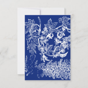 Tarjeta De Agradecimiento Floral azul y blanca Gracias