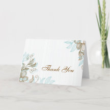 Tarjeta de agradecimiento Floral Azul y Marrón