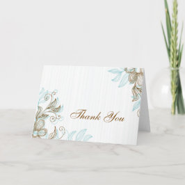 Tarjeta de agradecimiento Floral Azul y Marrón