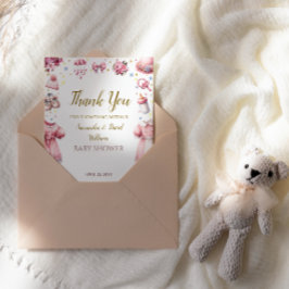 Tarjeta De Agradecimiento Floral Baby Shower con encanto rosa dulce