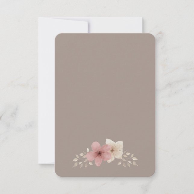 Tarjeta de agradecimiento floral beige y rosa (Anverso)